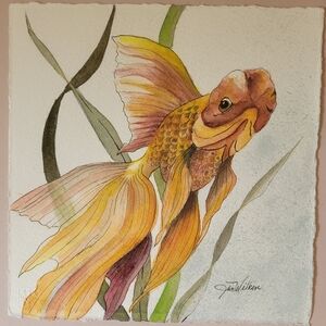 Orange and Yellow Goldfish Painting Art